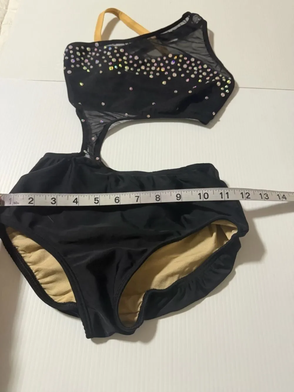 Ilo Gear Glamorous black custom dance costume leotard illusion XSA adult